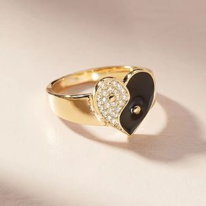 Anthropologie Heart Yin + Yang Ring Size 7